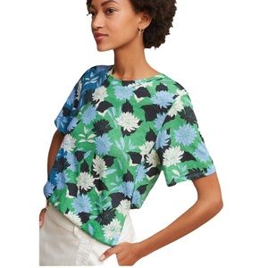ANTHROPOLOGIE Women’s Side Slit Floral T-shirt. Size: S